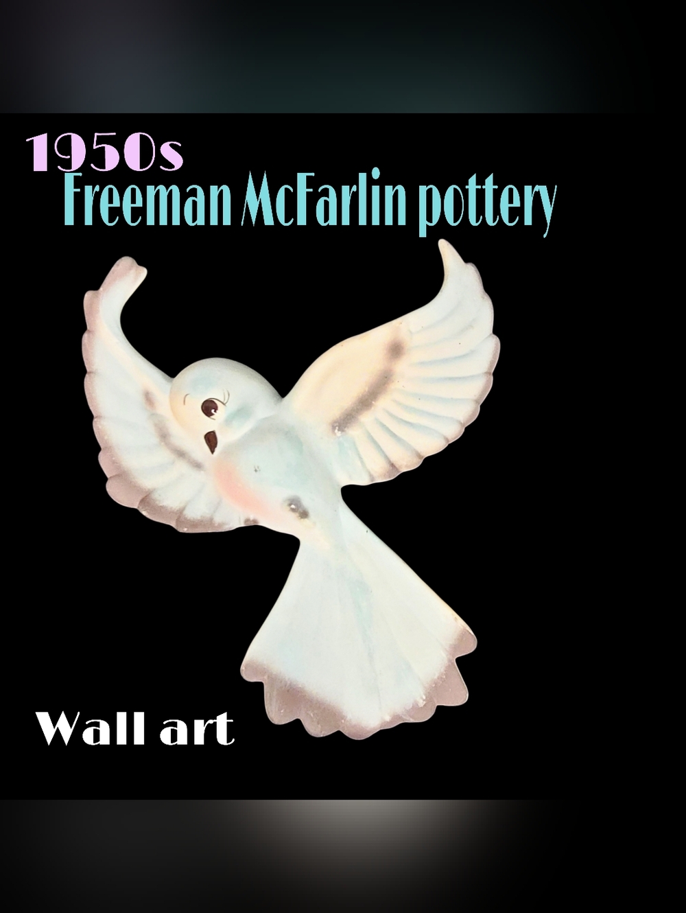 Vintage 1950s Freeman McFarlin Pottery BlueBird Wall Accent Bique